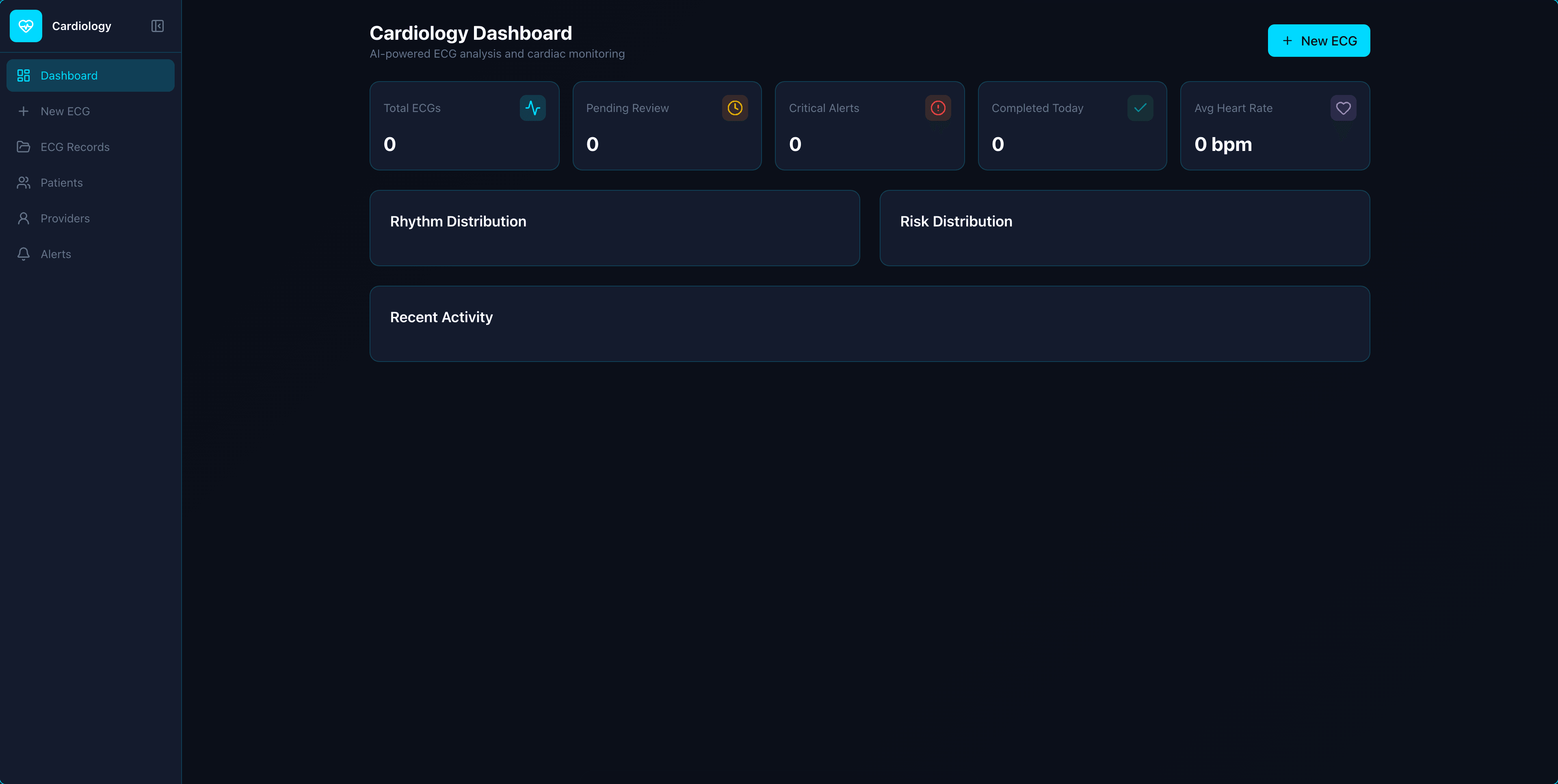 Cardiology app interface