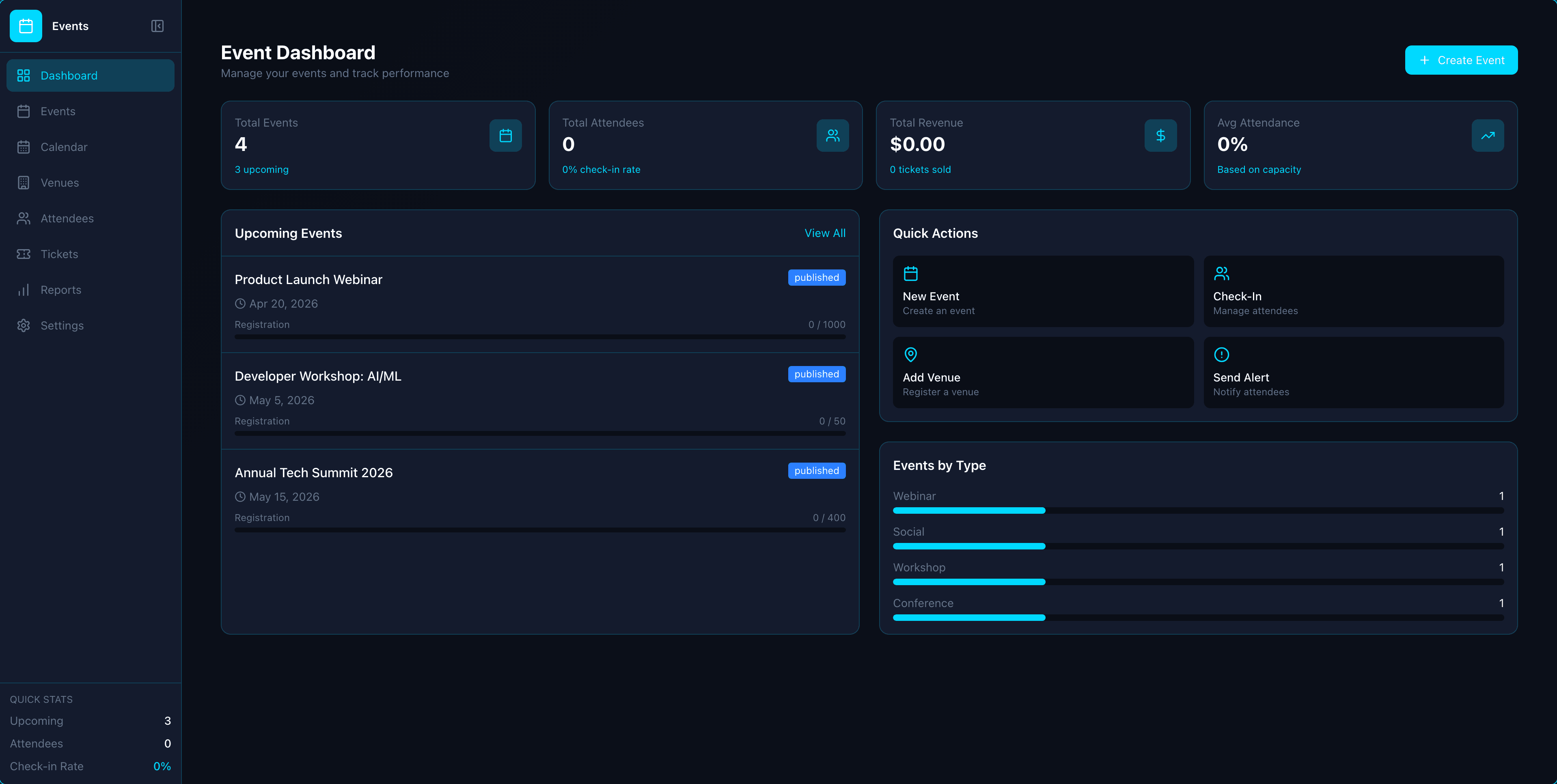Events app screenshot