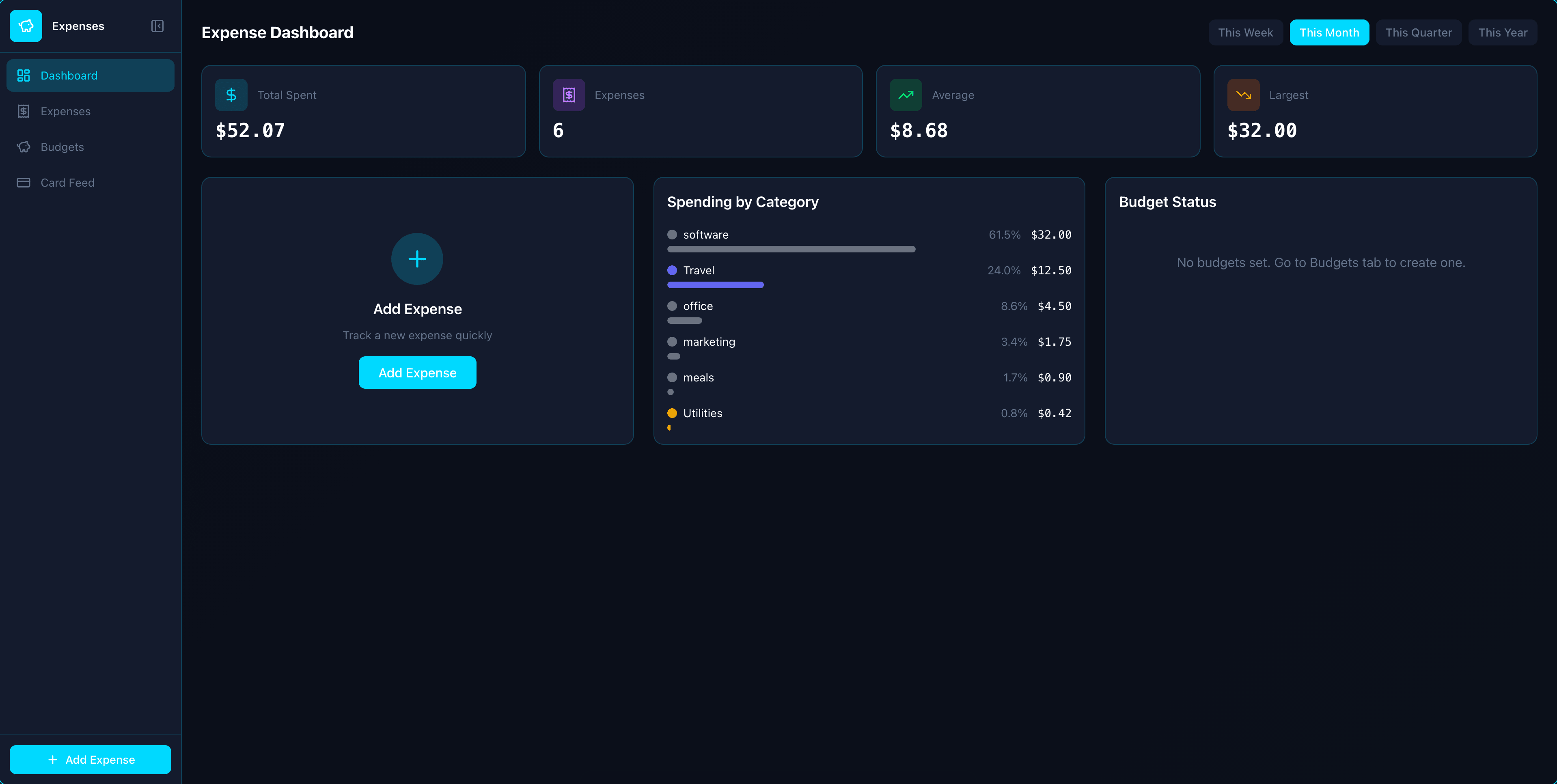 Expenses app screenshot