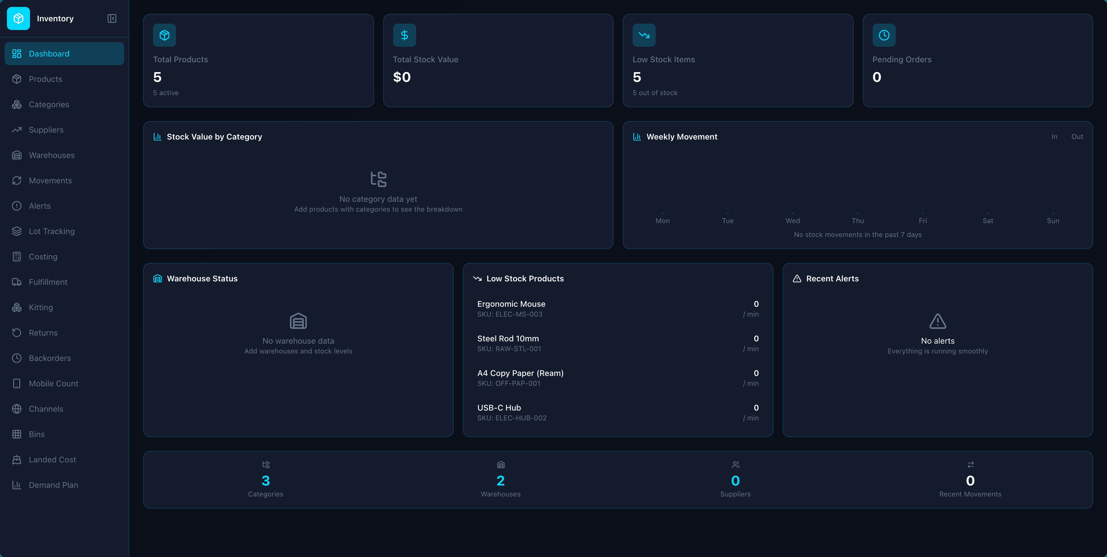 Inventory app screenshot