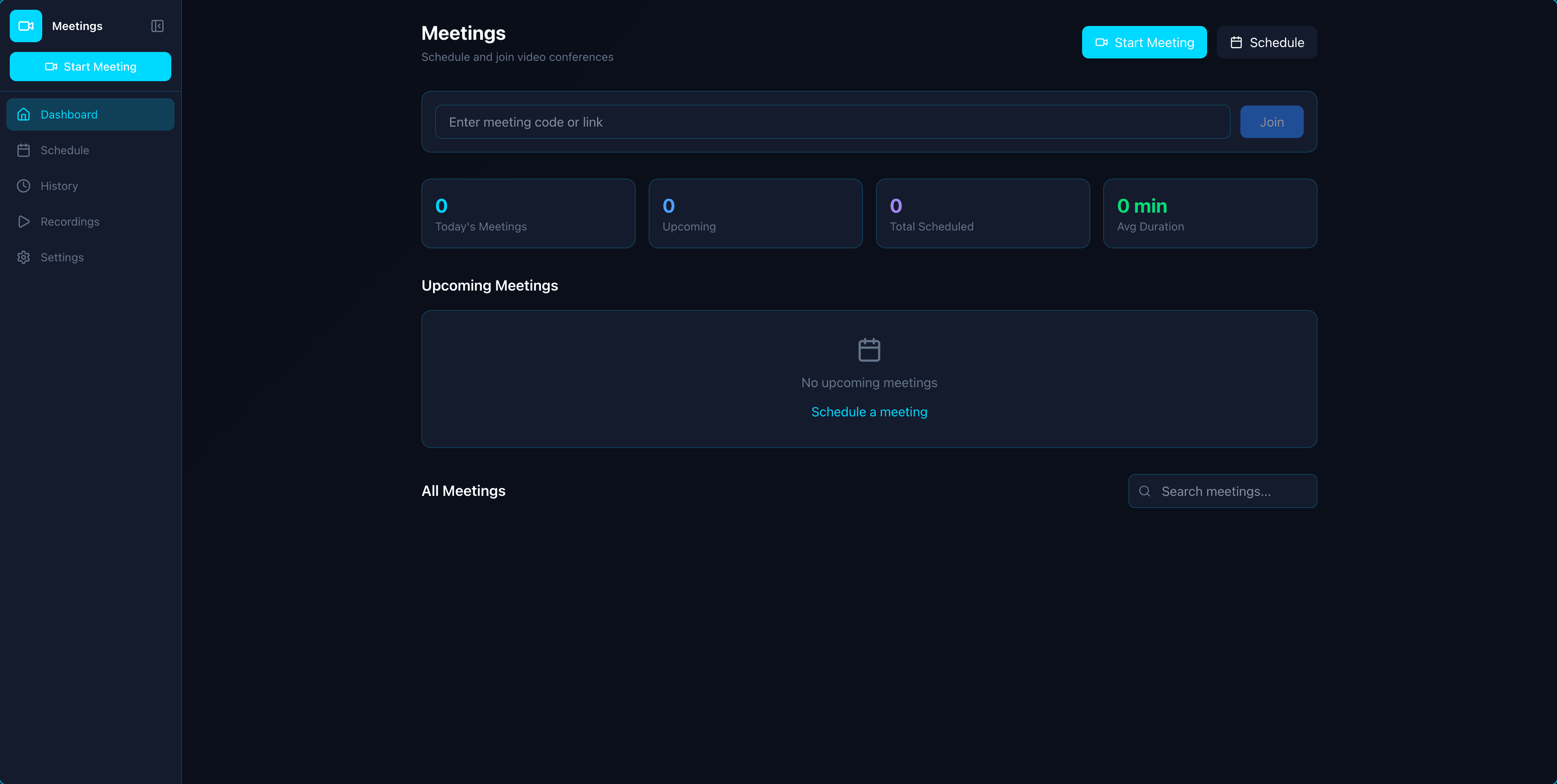 Meetings app screenshot