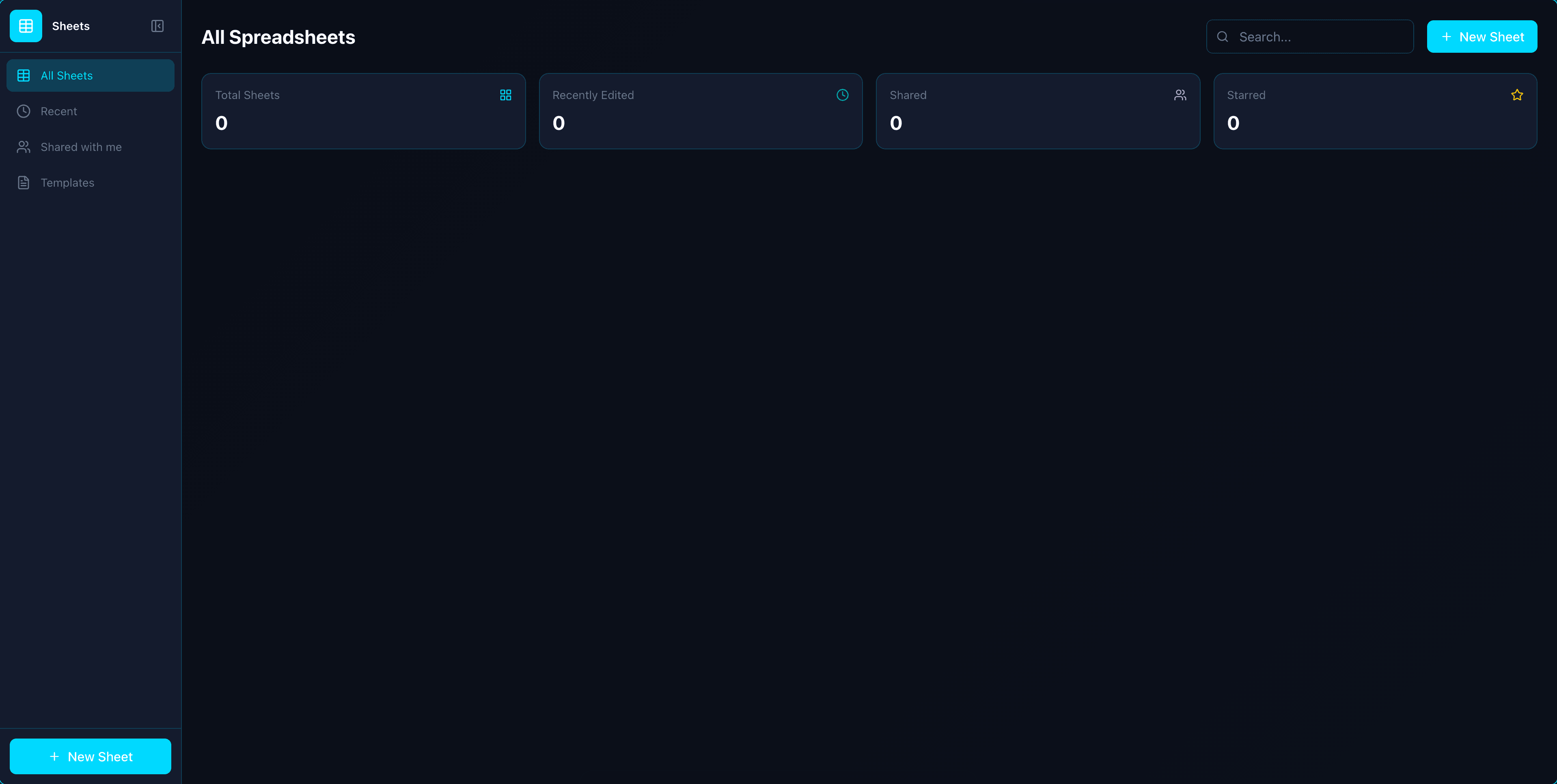 Sheets app interface