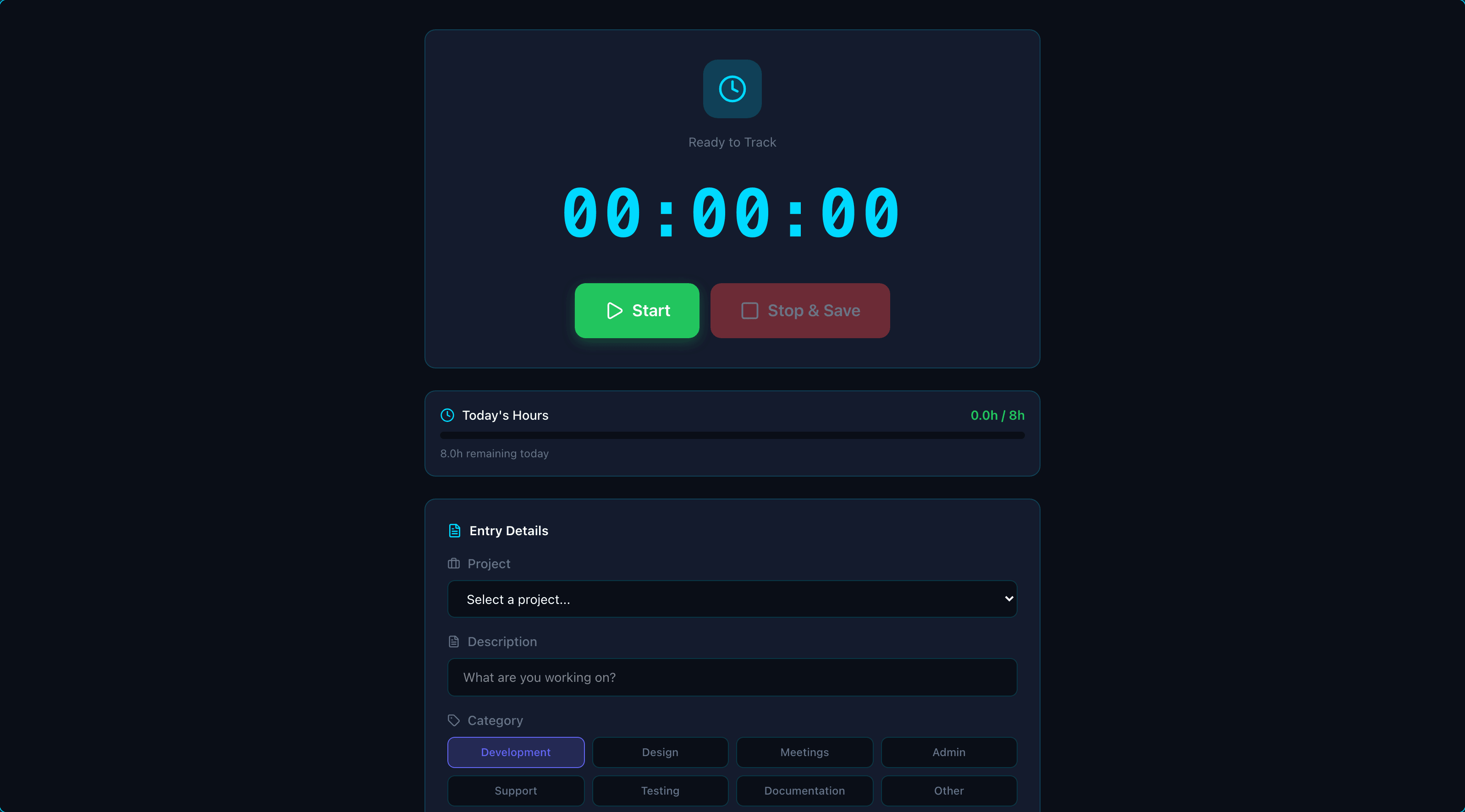 Time Tracker app screenshot