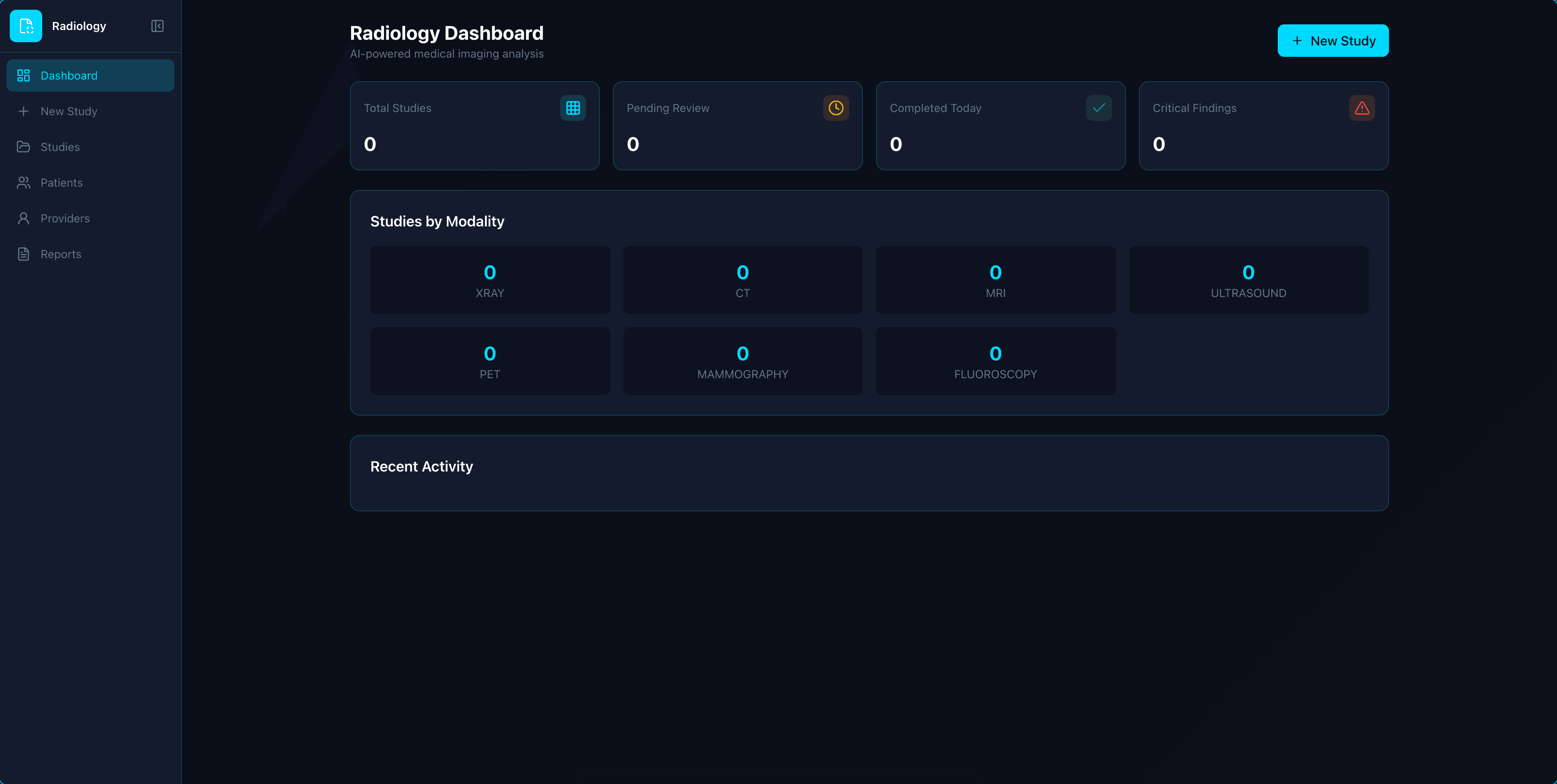 Radiology app interface